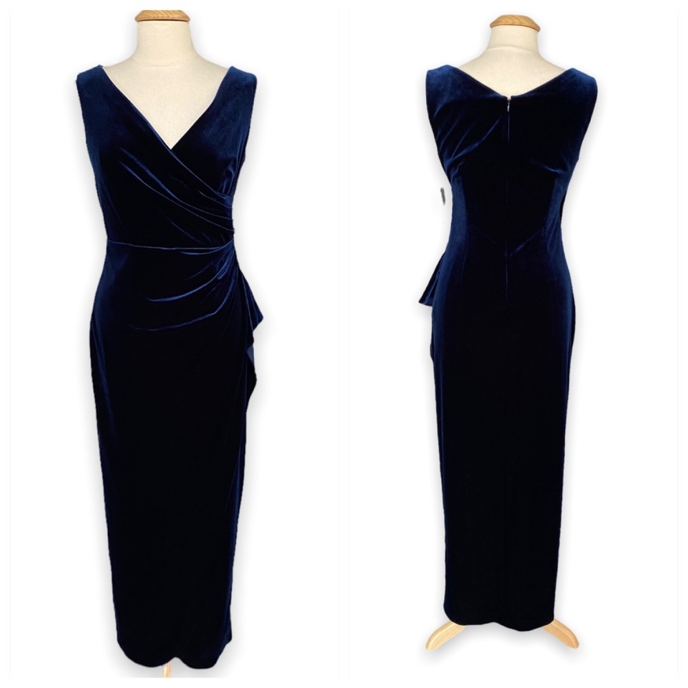 NEW Alex Evenings Formal Gown Dress Woman's Size 8 Navy Blue Velvet